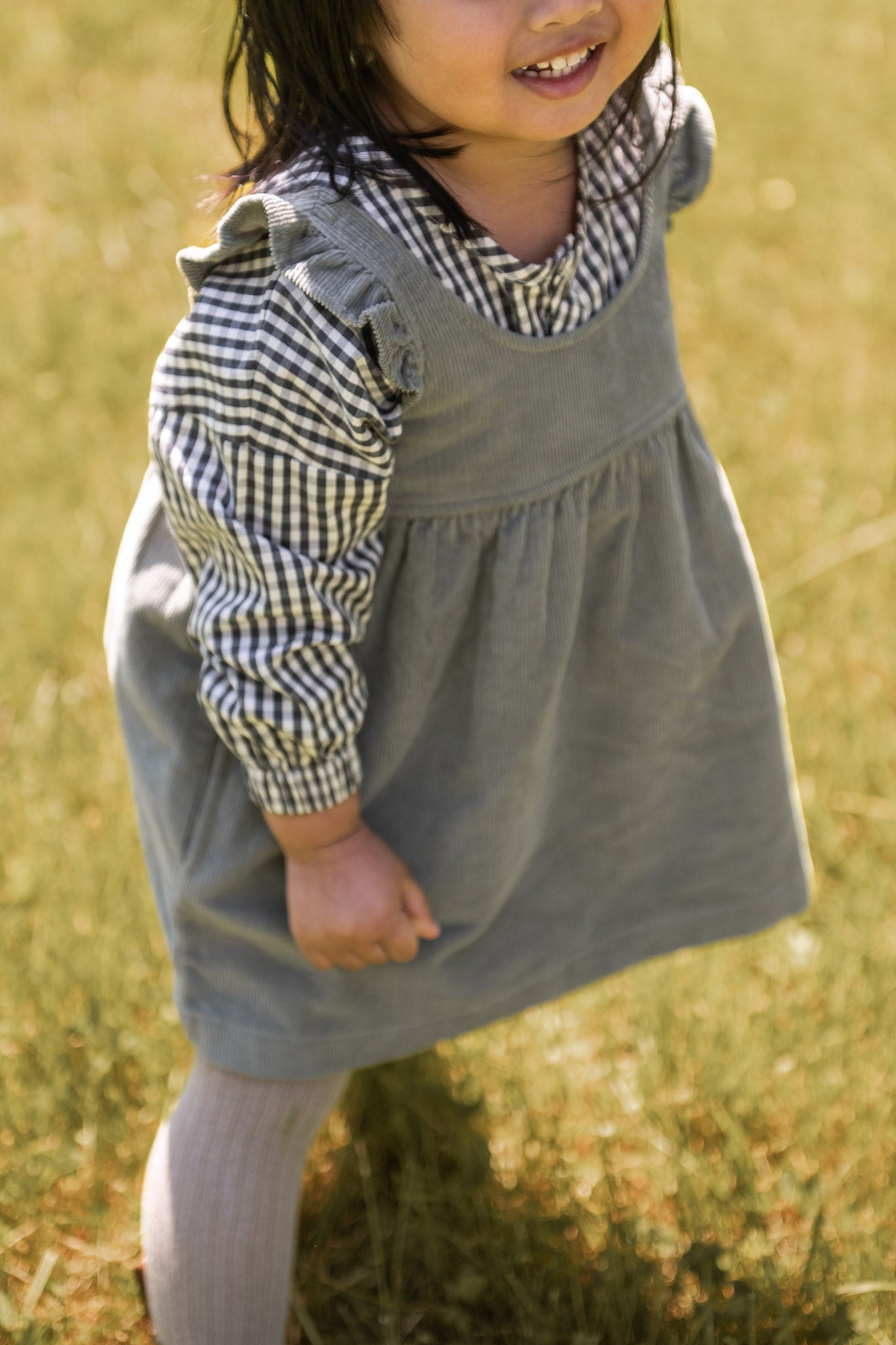 Corduroy Pinafore Dress - Sage