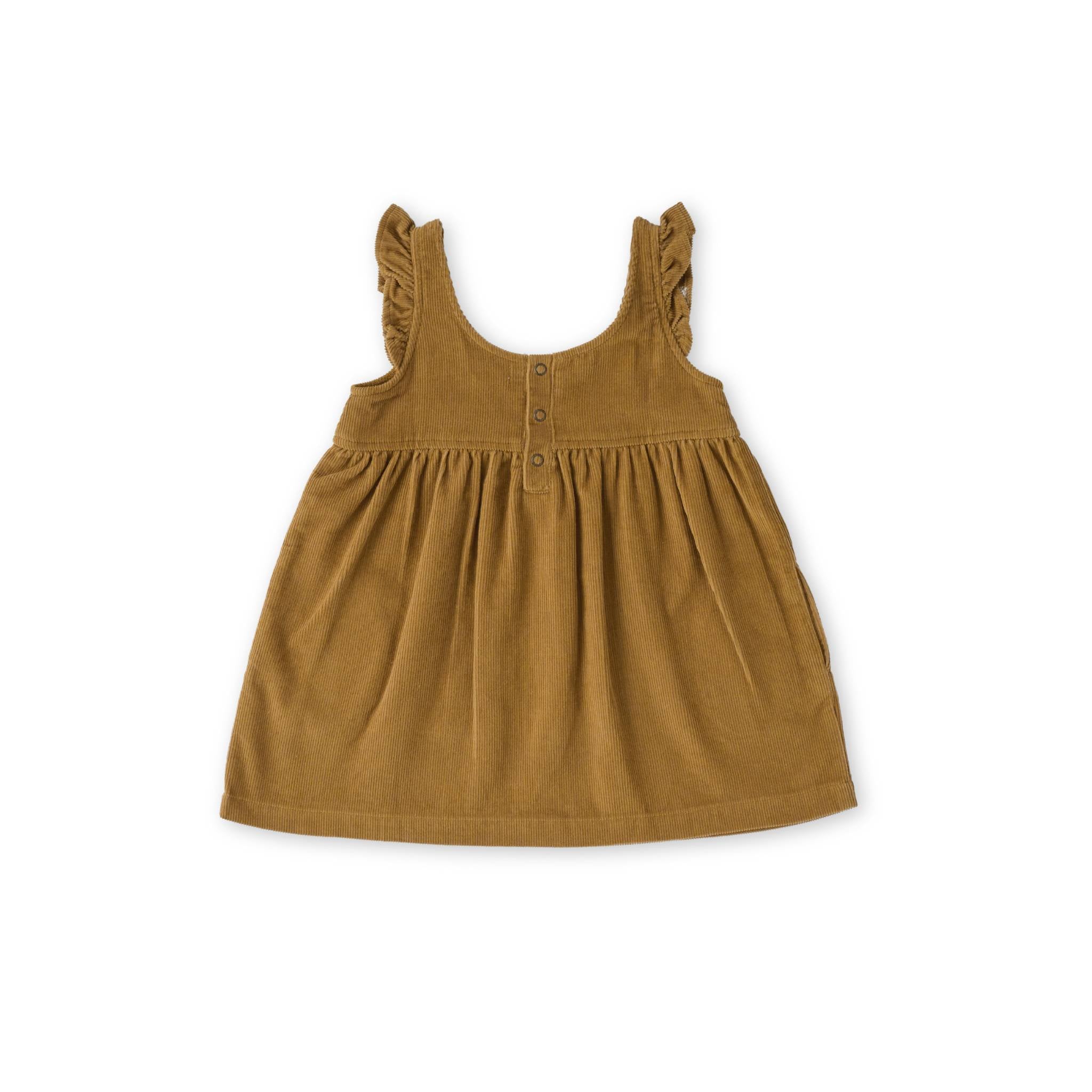 Corduroy Pinafore Dress - Ochre