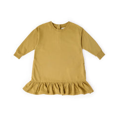 Pehr-Kids French Terry Ruffle Hem Dress-Dijon-1