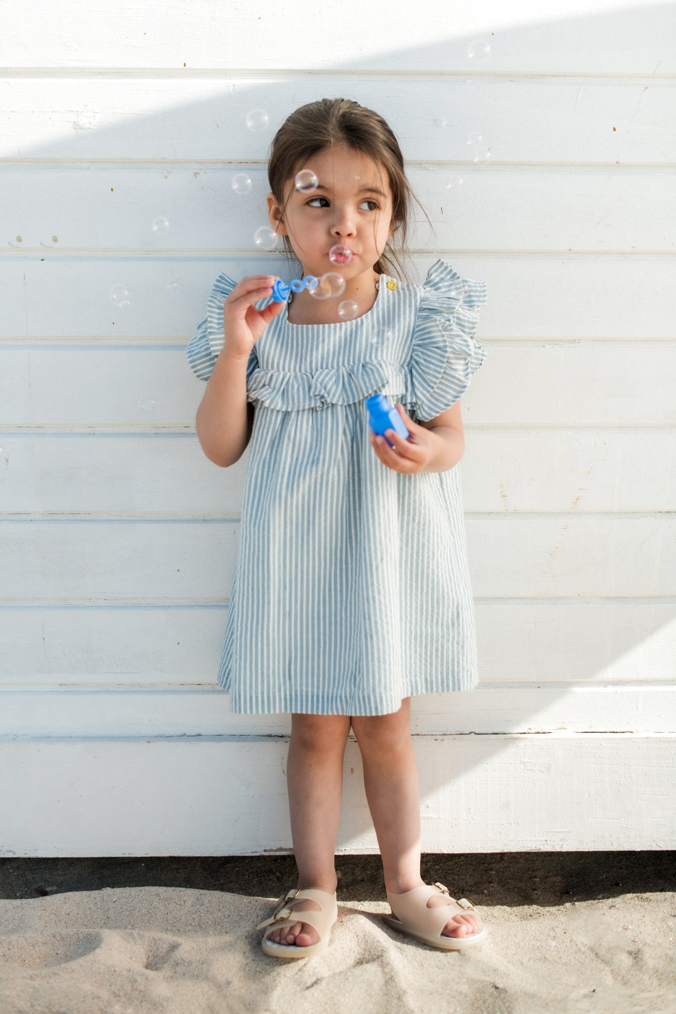 Pehr- Seersucker Dress-Marine Blue-Toddler-2