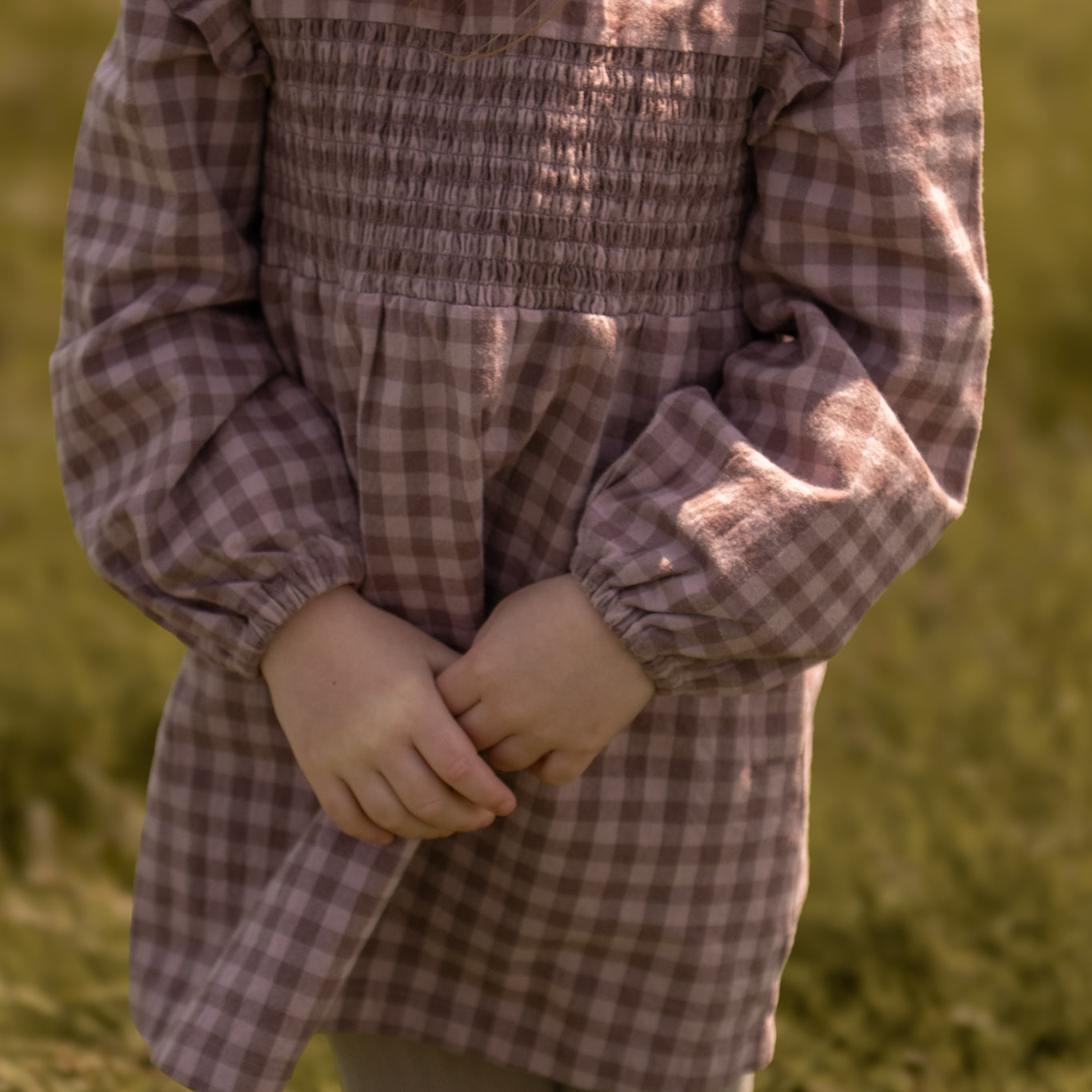 Pehr-Flannel Smocked Dress-Thistle/Light Thistle-3