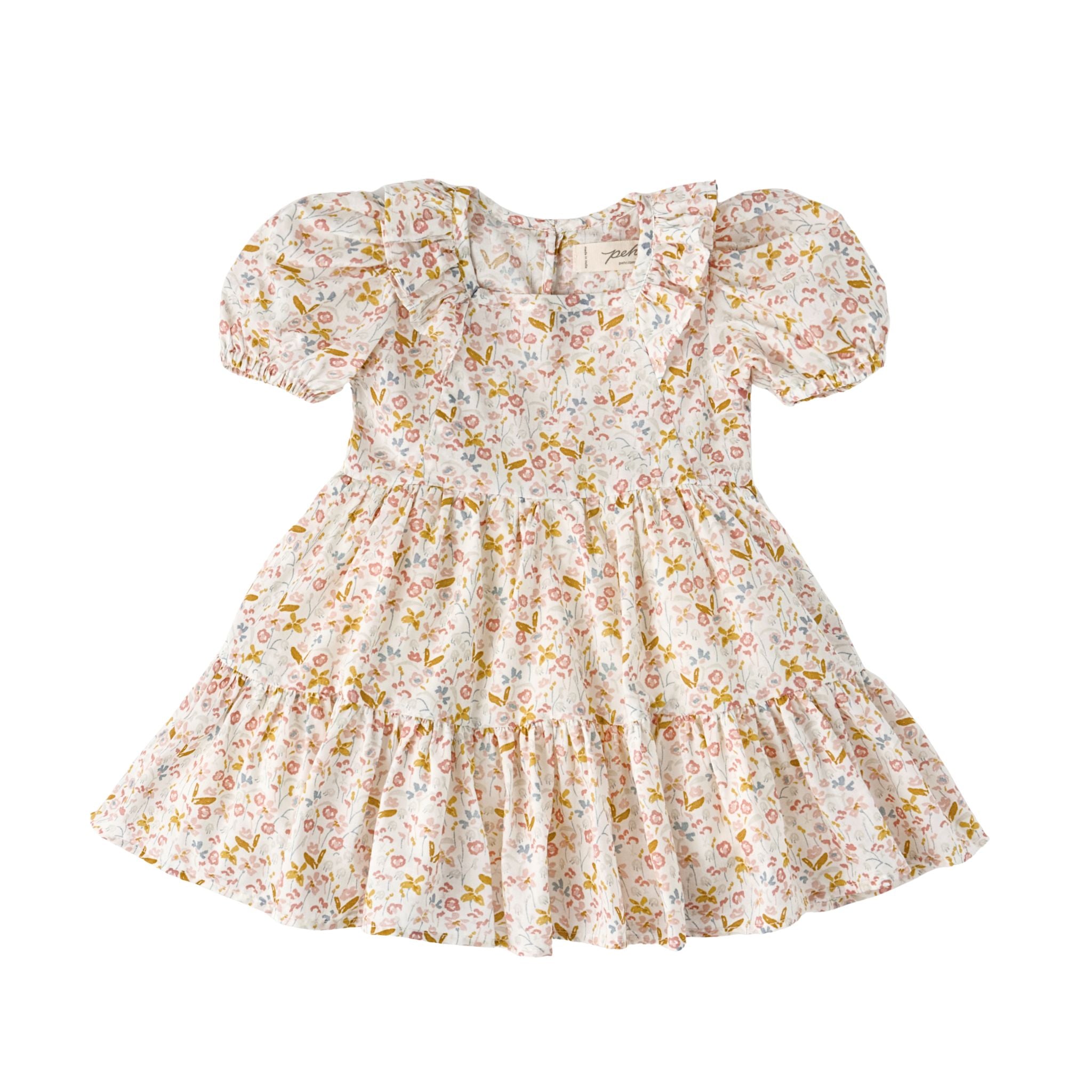 kids tiered dress floret in pinks pattern