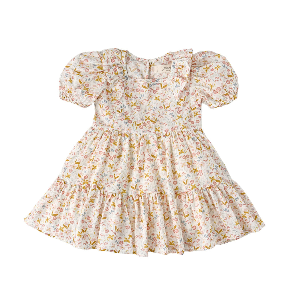 kids tiered dress floret in pinks pattern
