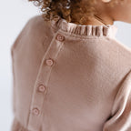 Velour Tiered Long Sleeves Dress - Rose Pink- Toddler Up Close Back Buttons