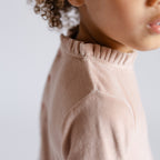 Velour Tiered Long Sleeves Dress - Rose Pink- Neck Detail- Collar