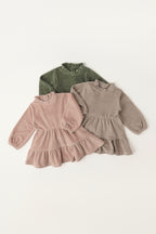 Velour Tiered Long Sleeves Dress - Collection Flat Lay