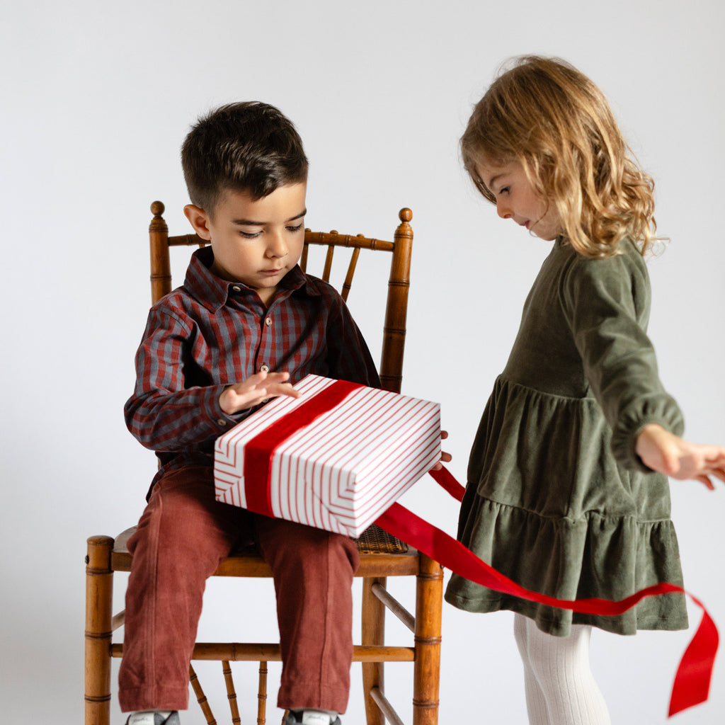 Velour Tiered Long Sleeves Dress - Pine- Toddlers- Holiday