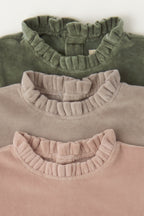 Velour Tiered Long Sleeves Dress - Flat Lay- Ruffle Collar