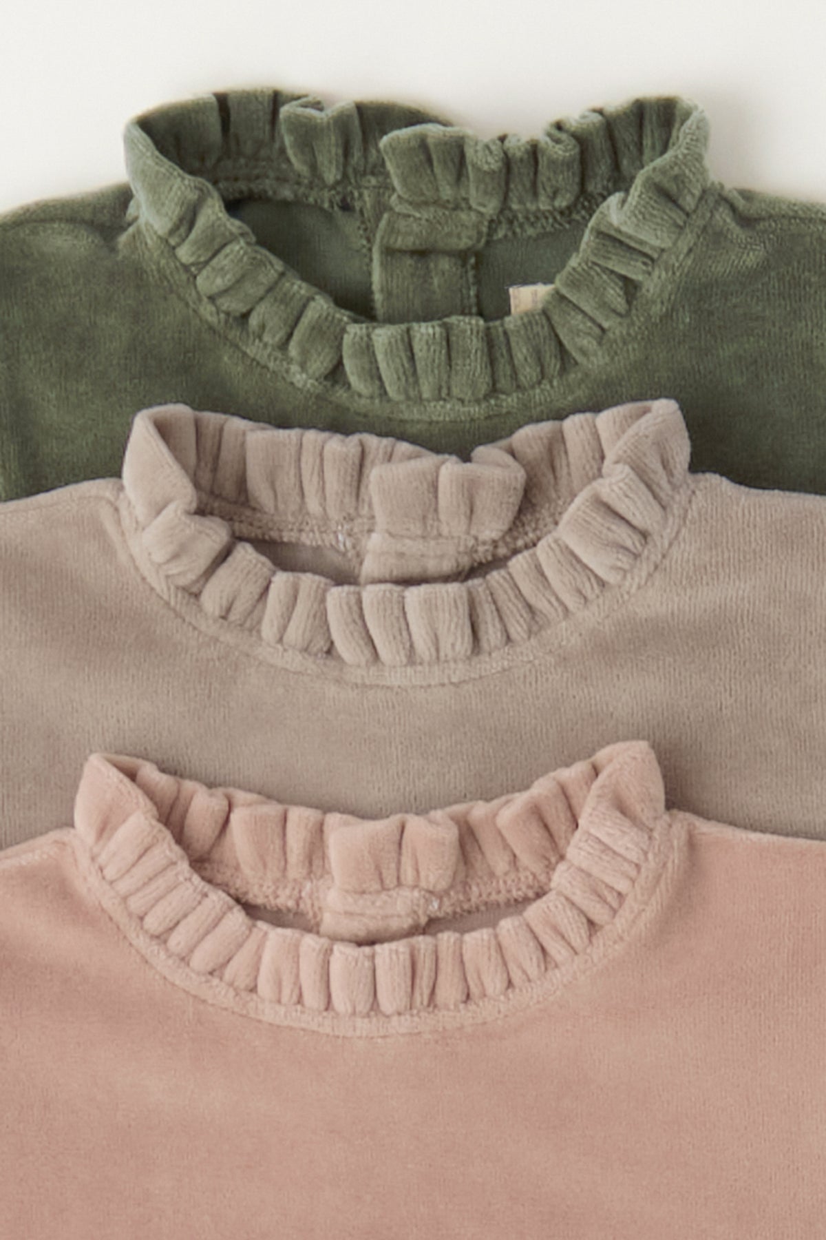 Velour Tiered Long Sleeves Dress - Collection Flat Lay- Neck Collar