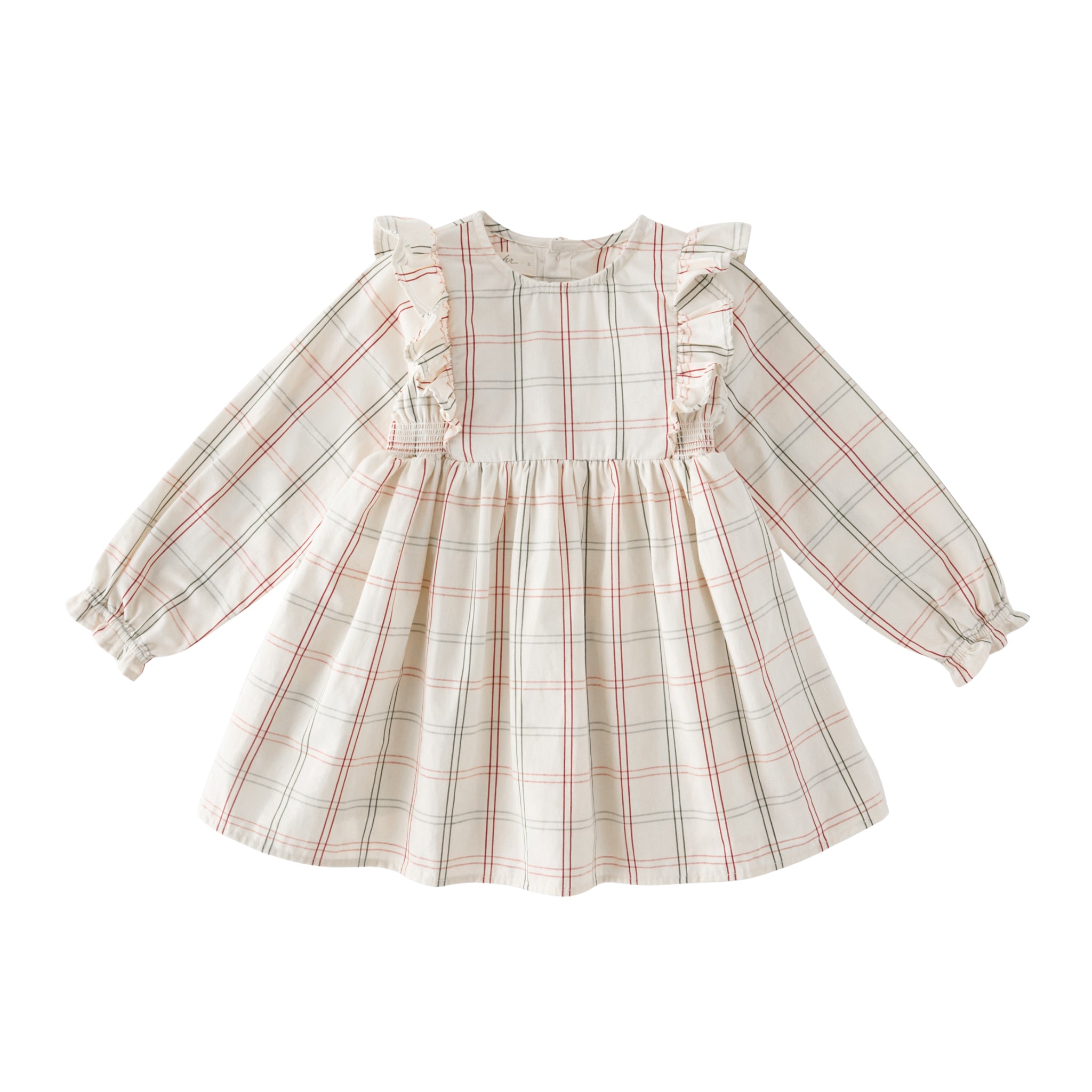 Holiday Check Ruffle Dress - Noel- Front