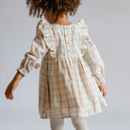 Holiday Check Ruffle Dress - Noel- On Toddler- Red and Green Windowpane- Back Of Dress- Buttons