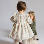 Holiday Check Ruffle Dress - Noel- On Toddler- Red and Green Windowpane- Buttons