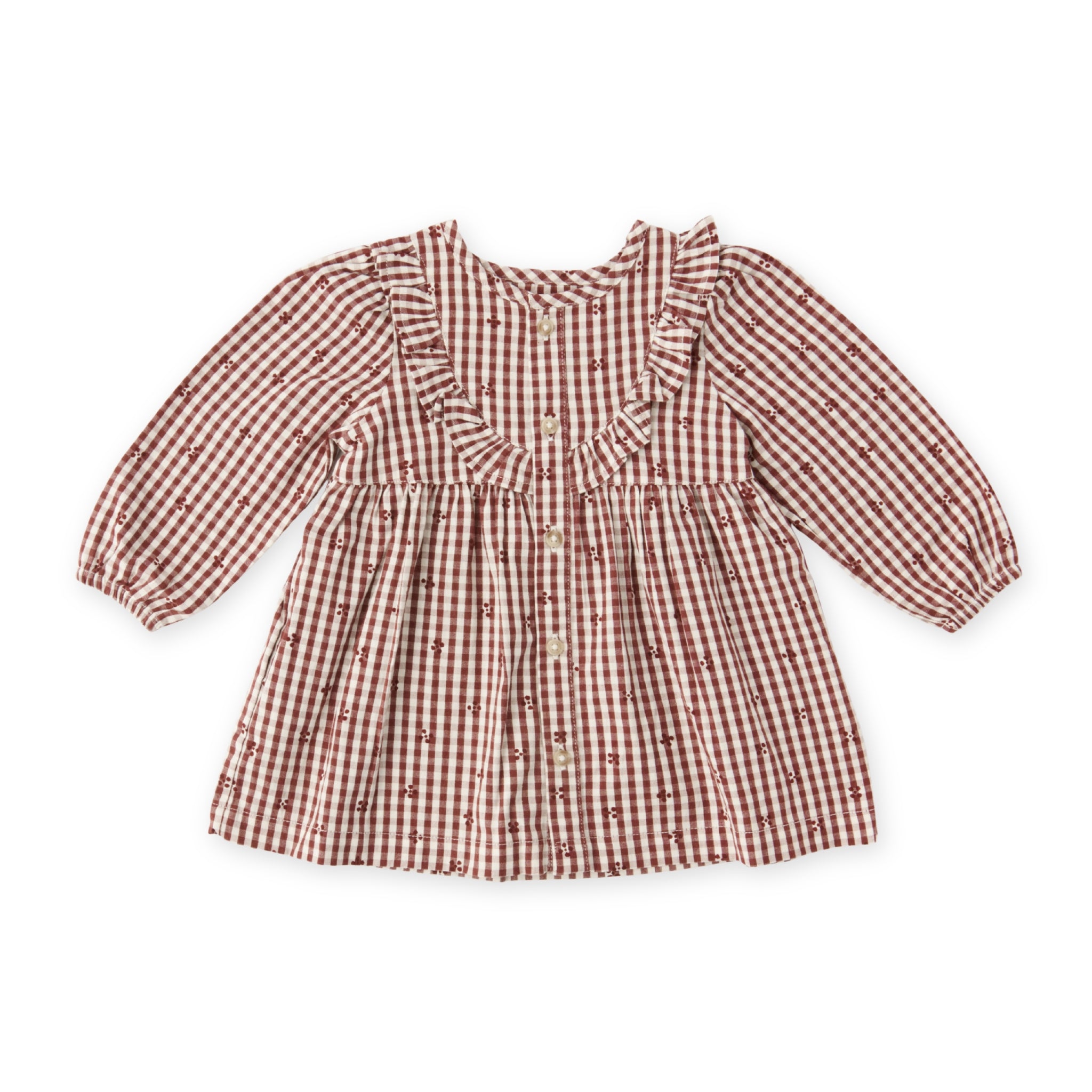 Printed Gingham Dress - Mulberry Clover- Front
