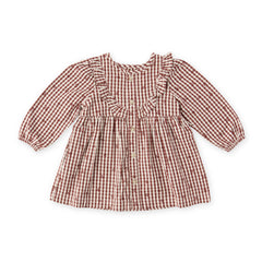 Printed Gingham Dress - Mulberry Clover- Front