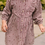 Printed Gingham Dress - Mulberry Clover- Front- On Model