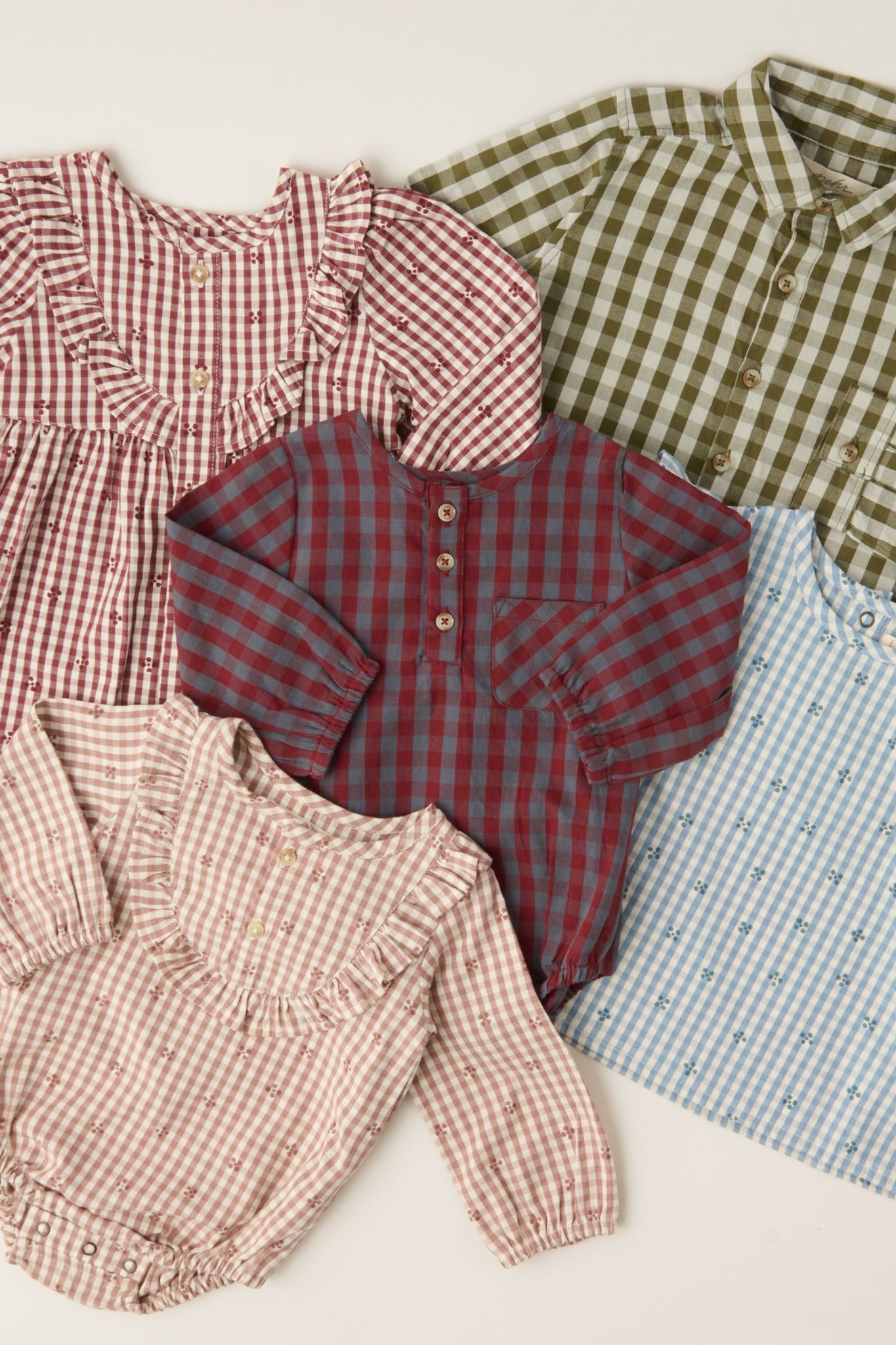 Printed Gingham Dress - Group Flat Lay