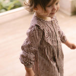 Printed Gingham Dress - Mulberry Clover- Front- On Model- Side