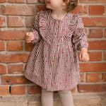 Printed Gingham Dress - Mulberry Clover- Front- On Model- Front