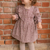 Printed Gingham Dress - Mulberry Clover- Front- On Model- Front