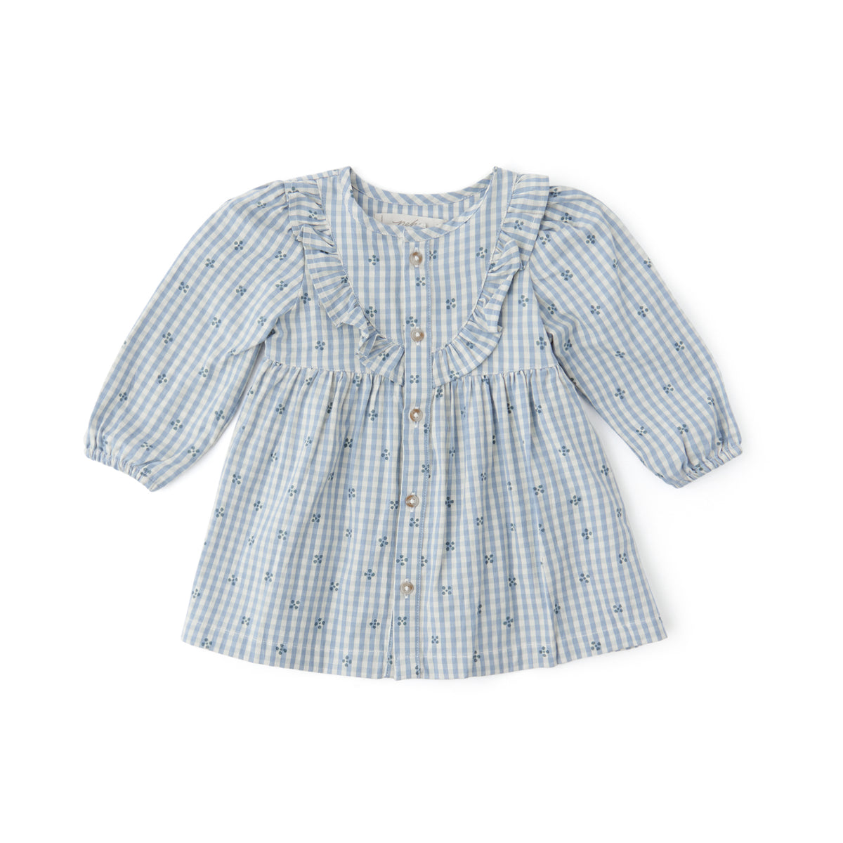 Printed Gingham Dress - Harbor Clover- Front