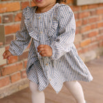 Printed Gingham Dress - Harbor Clover- Front- On Model
