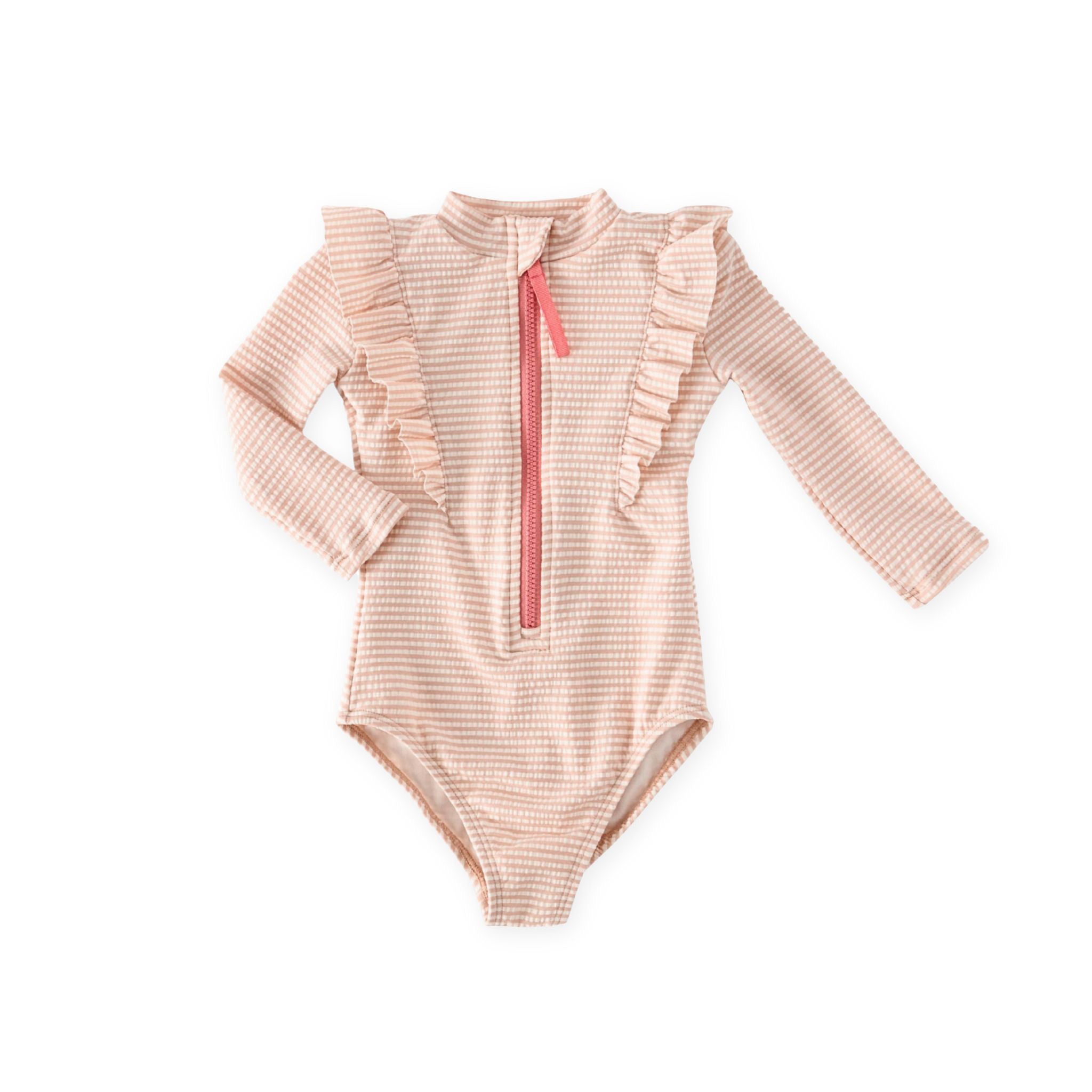 Pehr-Long Sleeve Ruffle One Piece-Seersucker Peony-Toddler-1