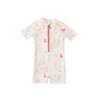 swim short sleeve one piece sea bloom in pinks pattern