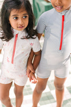 swim short sleeve one piece sea bloom
