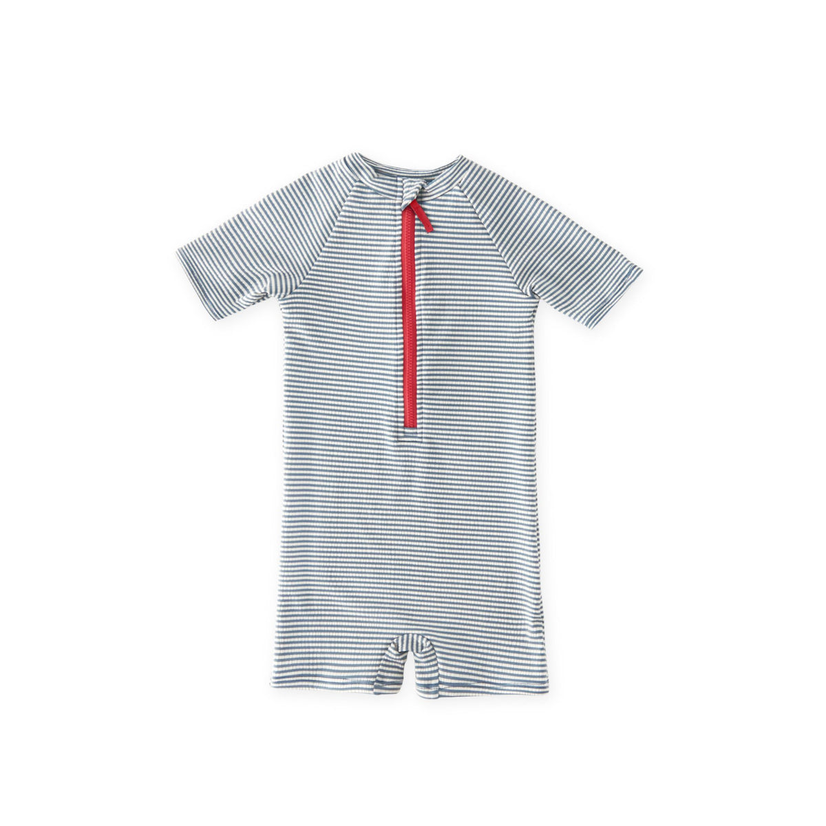 swim short sleeve one piece seersucker ink