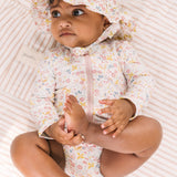 Swim Long Sleeve Hip Ruffle One-Piece - Floret