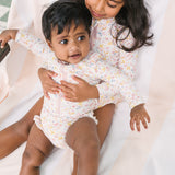 Swim Long Sleeve Hip Ruffle One-Piece - Floret