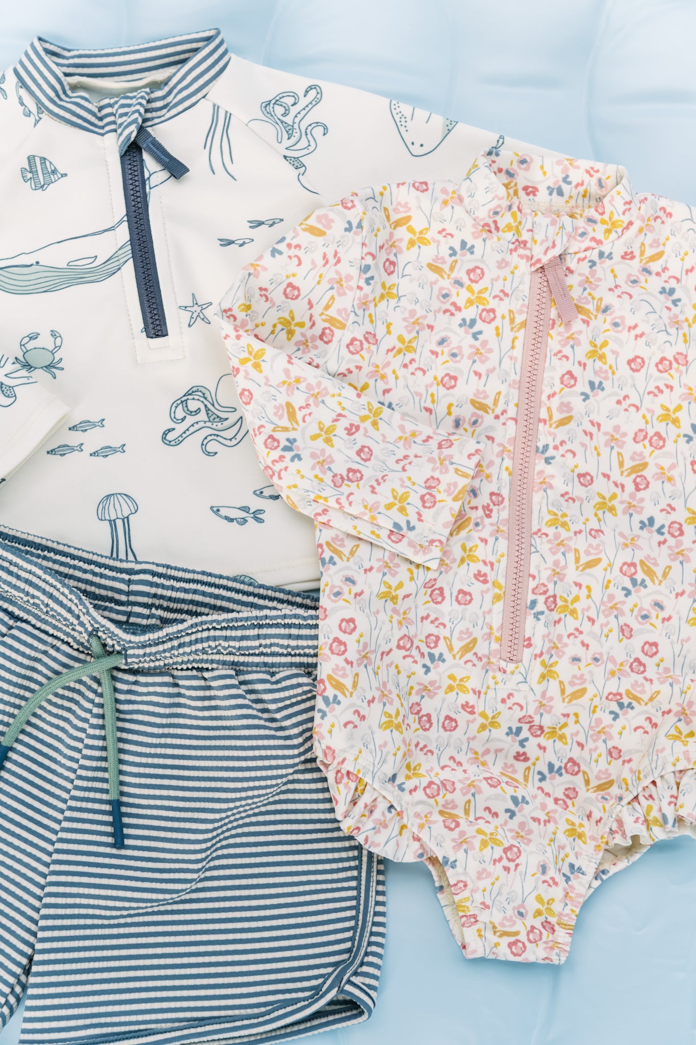 Swim Long Sleeve Hip Ruffle One-Piece - Floret