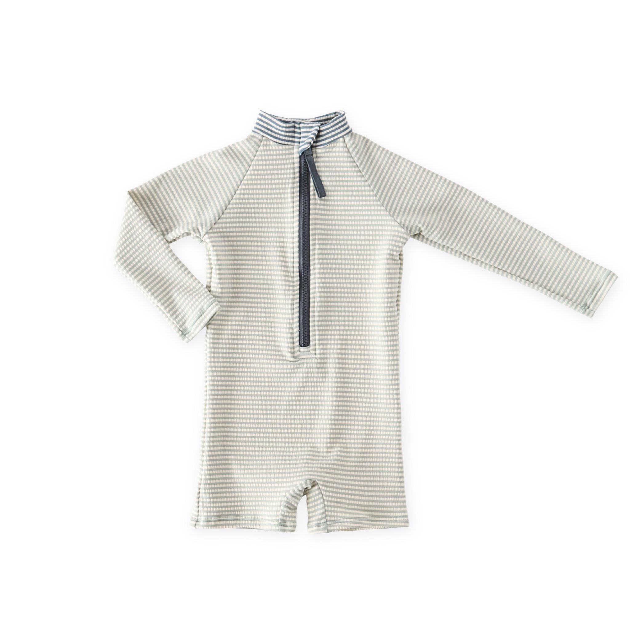 Pehr-Long Sleeve One Piece-Seersucker Sea-Toddler-1