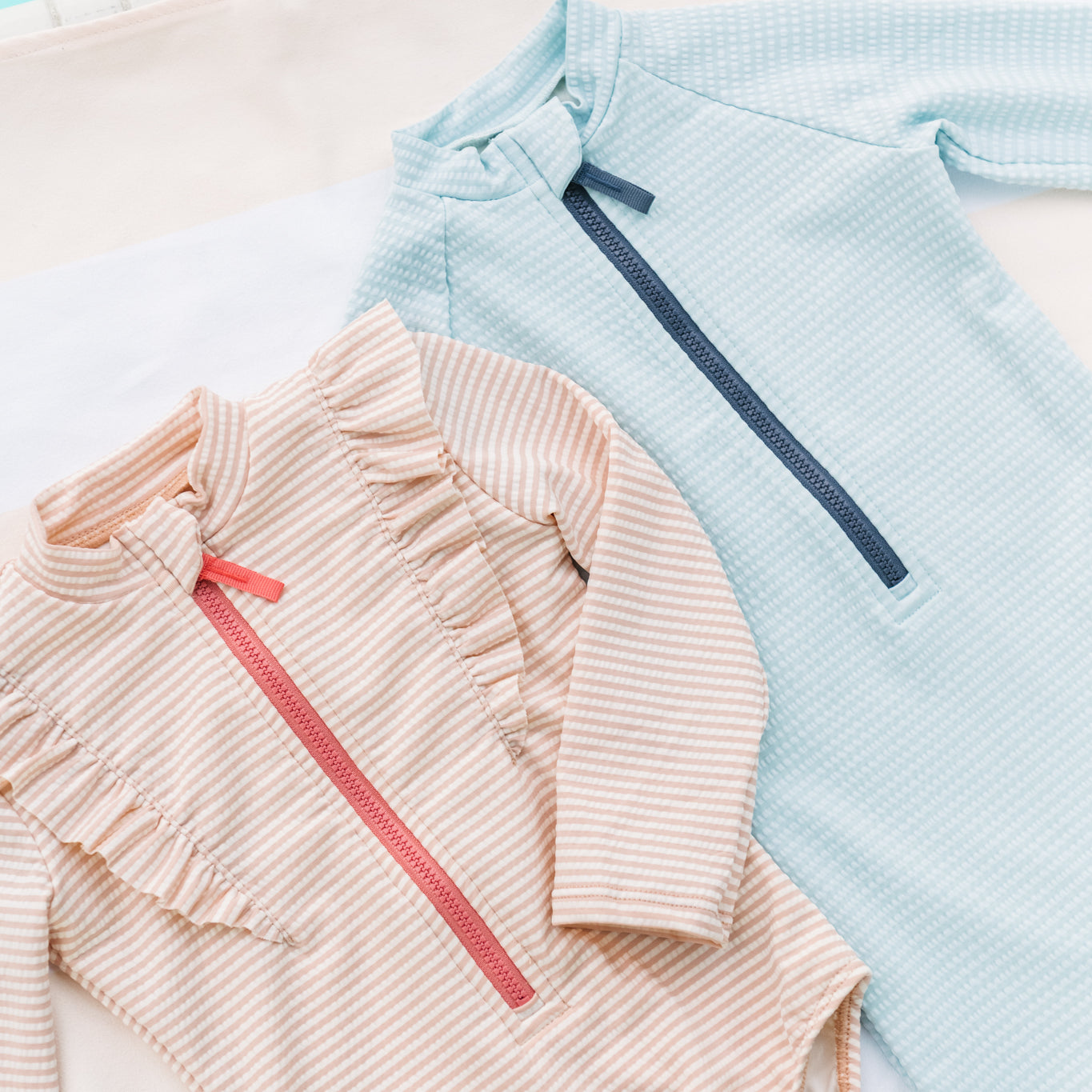 Swim Long Sleeve One-Piece - Seersucker Lake