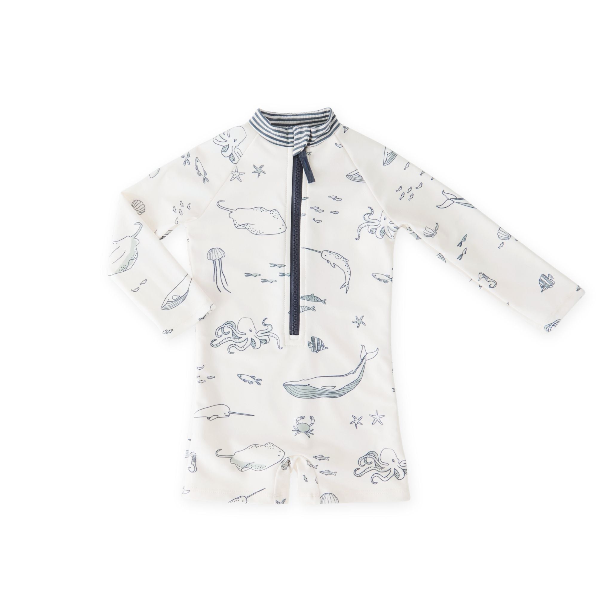 swim long sleeve one piece life aquatic in blues pattern