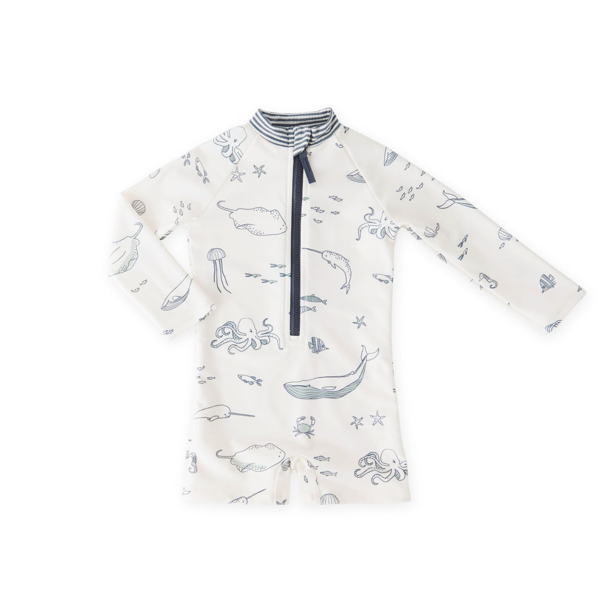 swim long sleeve one piece life aquatic in blues pattern