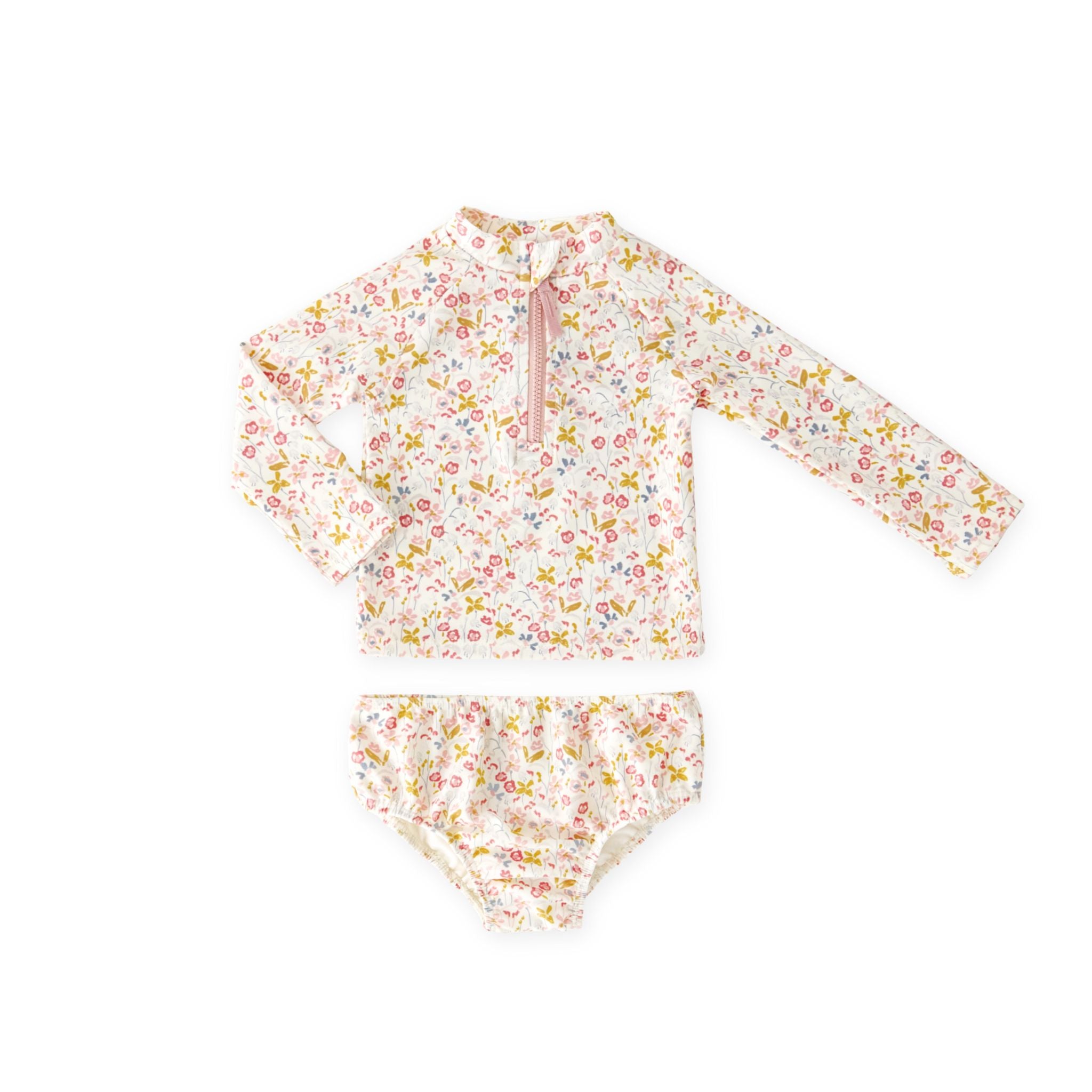baby swim rash guard & bloomer floret in multi pattern