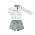 swim rash guard & short life aquatic in blues pattern