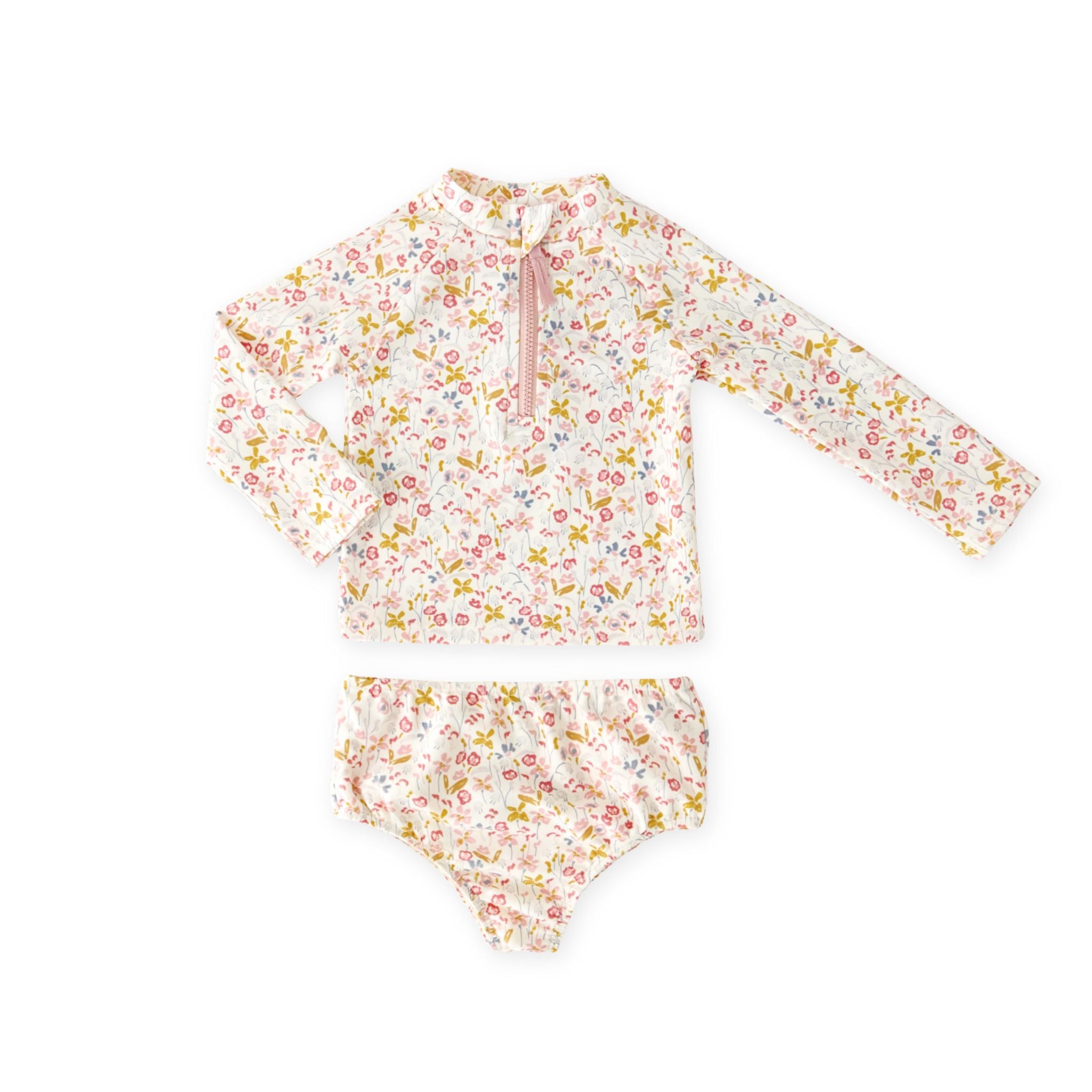 toddler swim rash guard & bottom floret in multi pattern