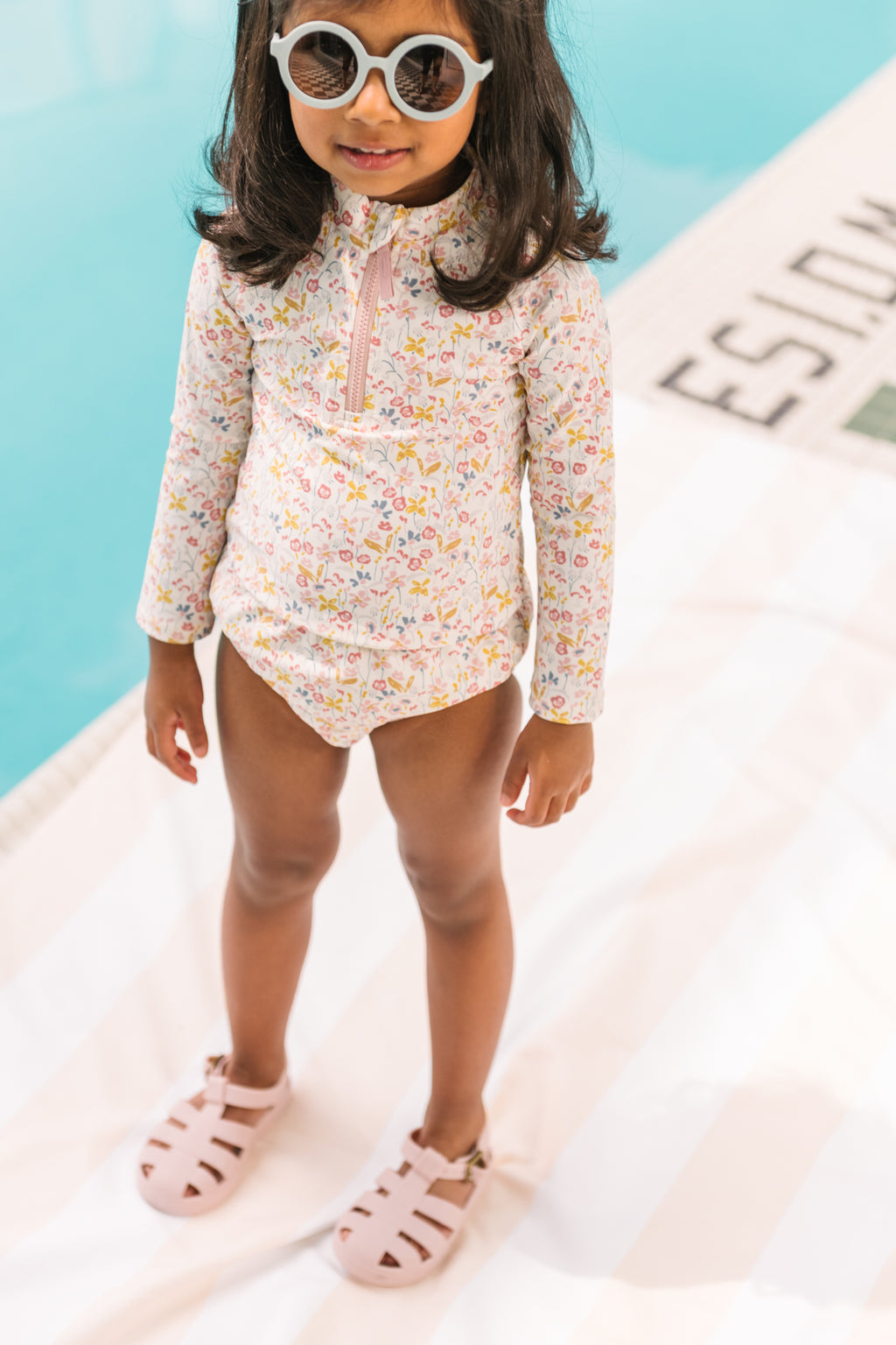 toddler swim rash guard & bottom floret