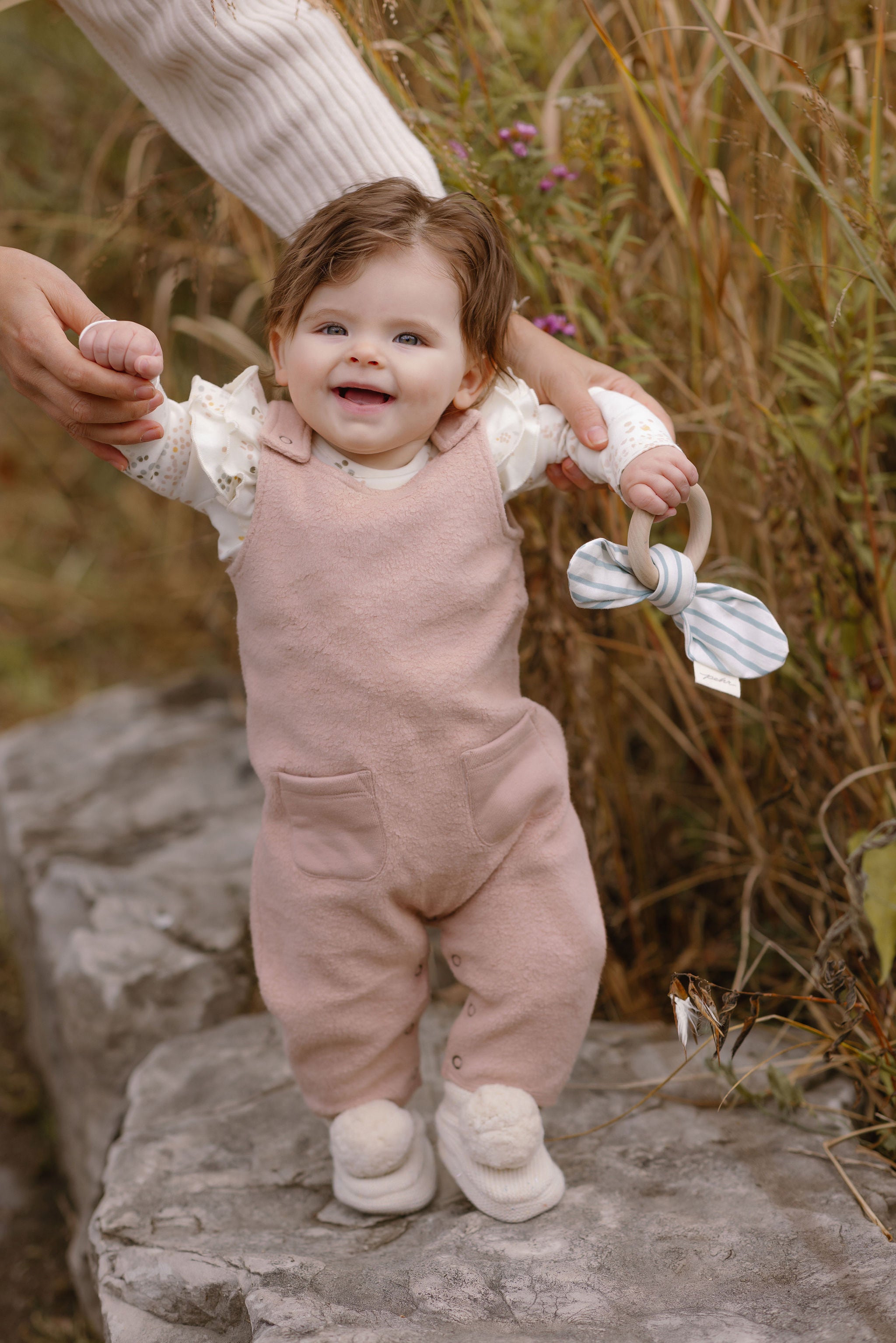 Pehr-Teddy Fleece Overall-Rose Pink-5