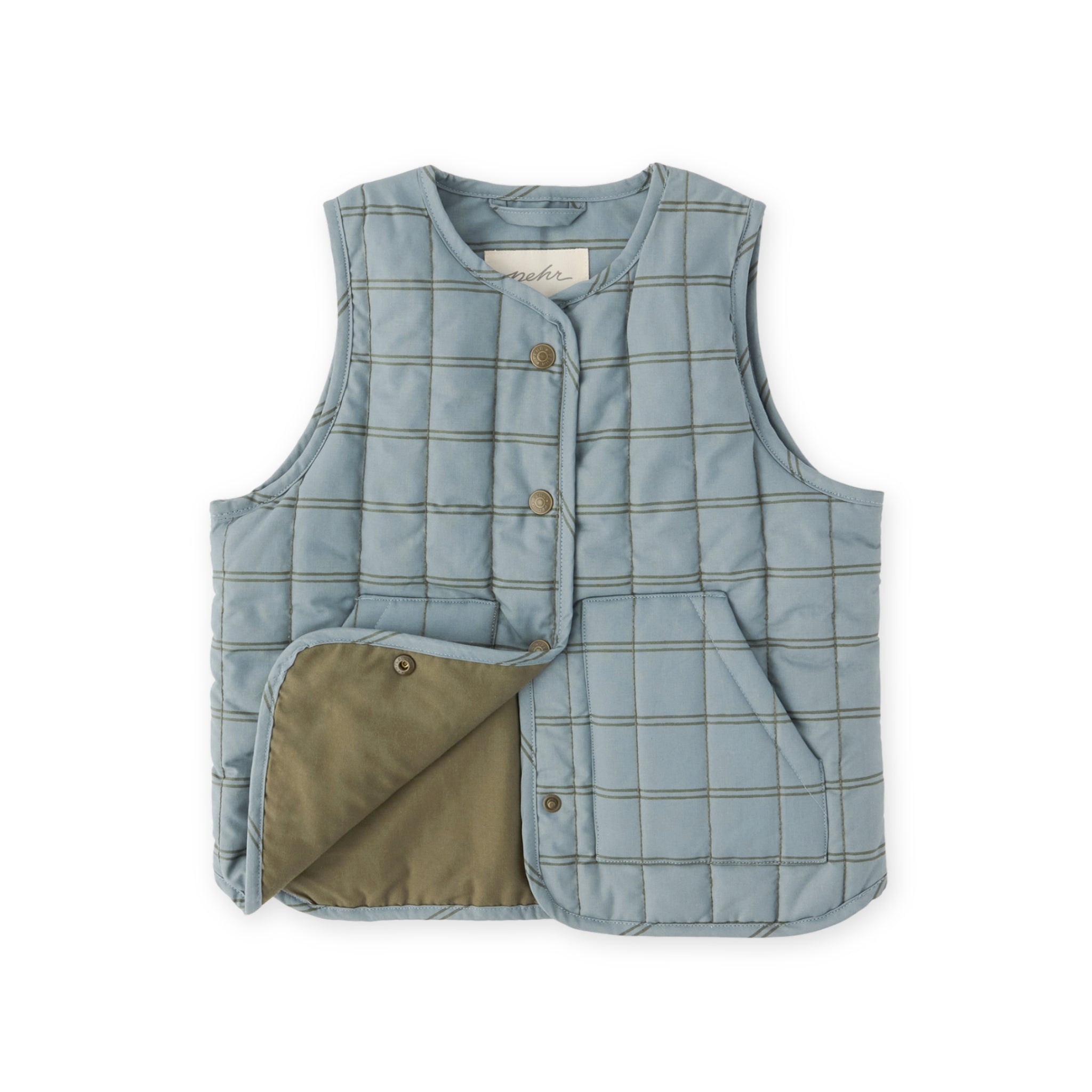 Coated Quilted Vest - Windowpane