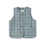 Coated Quilted Vest - Windowpane- Front