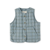 Coated Quilted Vest - Windowpane- Front