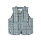 Coated Quilted Vest - Windowpane- Front