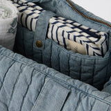 Soft Indigo Twill Convertible Diaper Bag- Inside