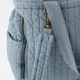 Soft Indigo Twill Convertible Diaper Bag- Up Close