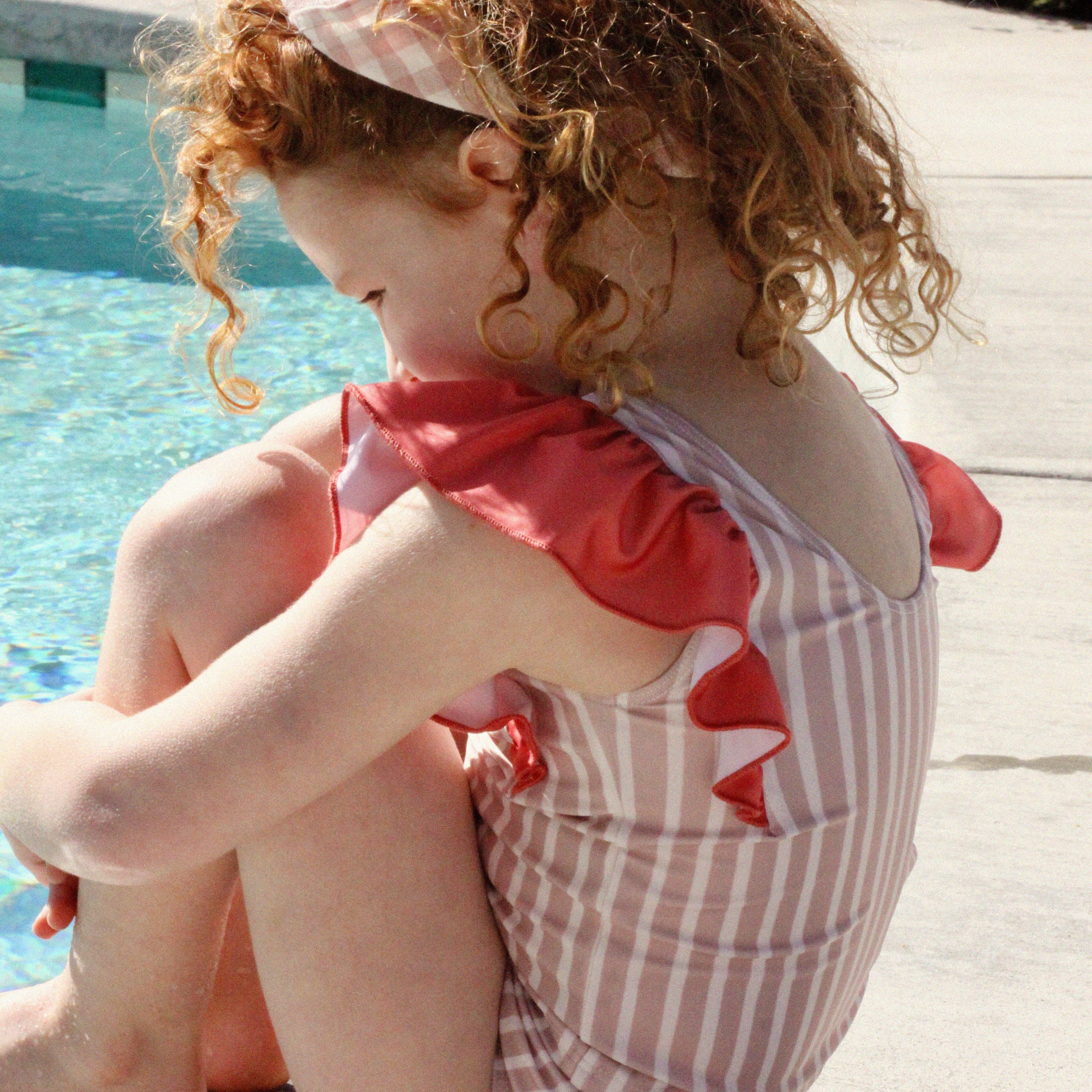 Ruffle Swim Tank - Peony - Tomato