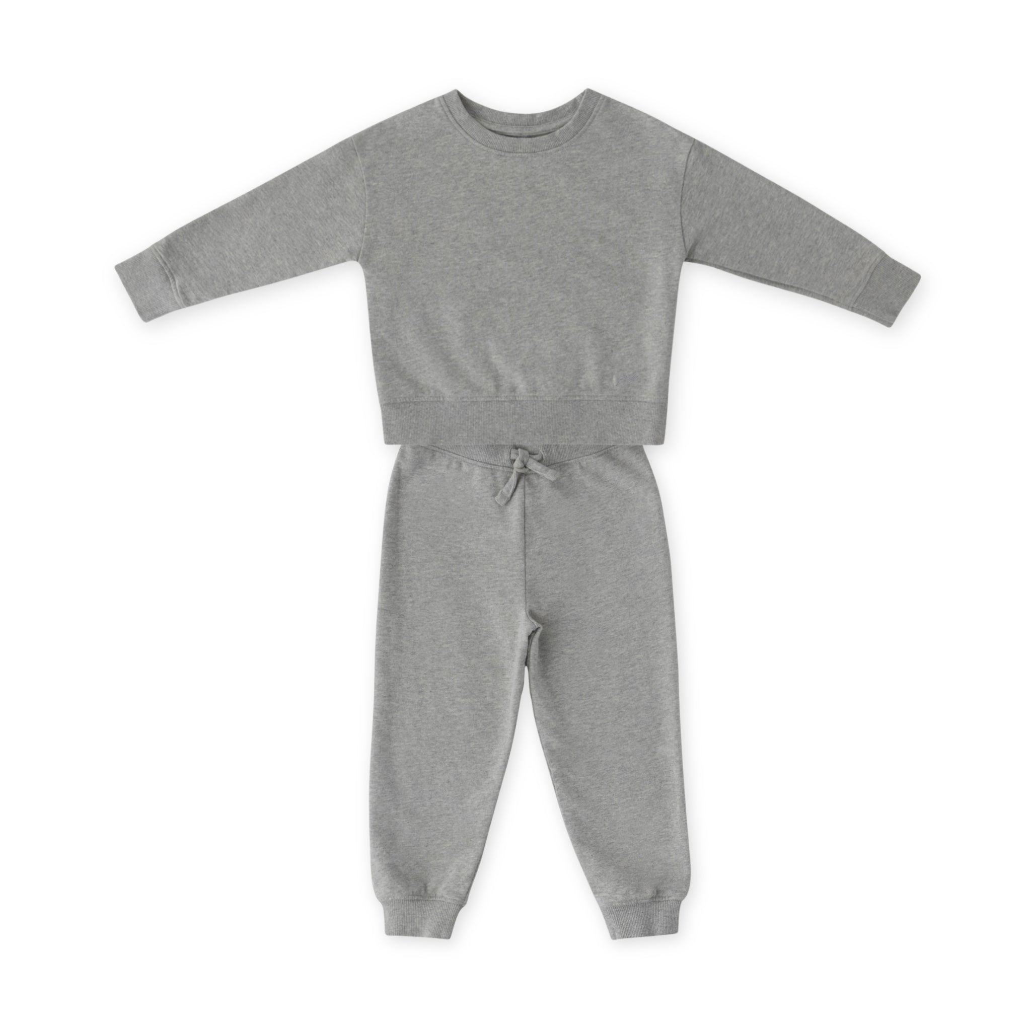 French Terry Matching Toddler Set - Heather Grey- Front
