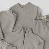 French Terry 1/4 Zip Sweatshirt - Heather Grey- Group Flatlay Closeup